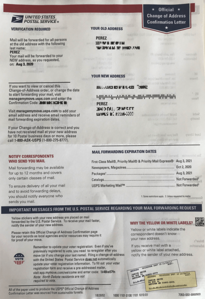 usps mail forwarding forms