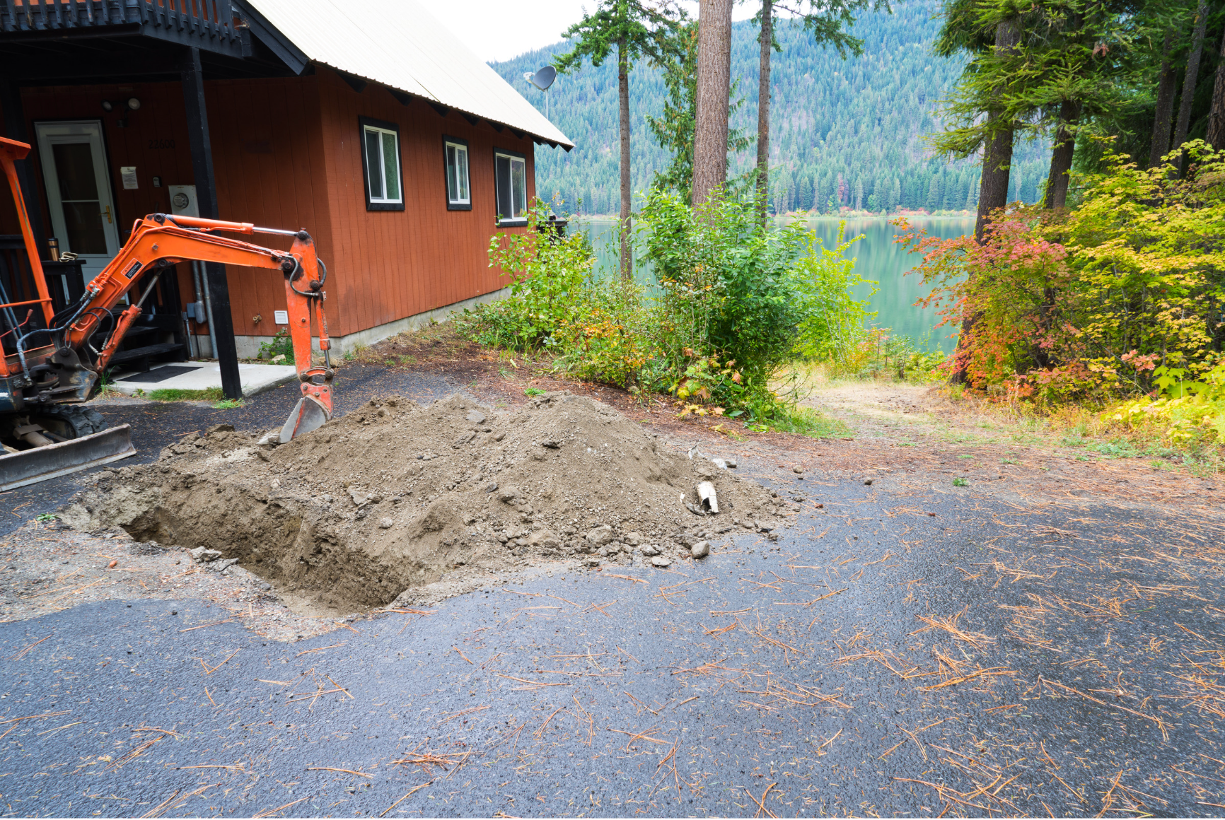Septic tank in front of the house